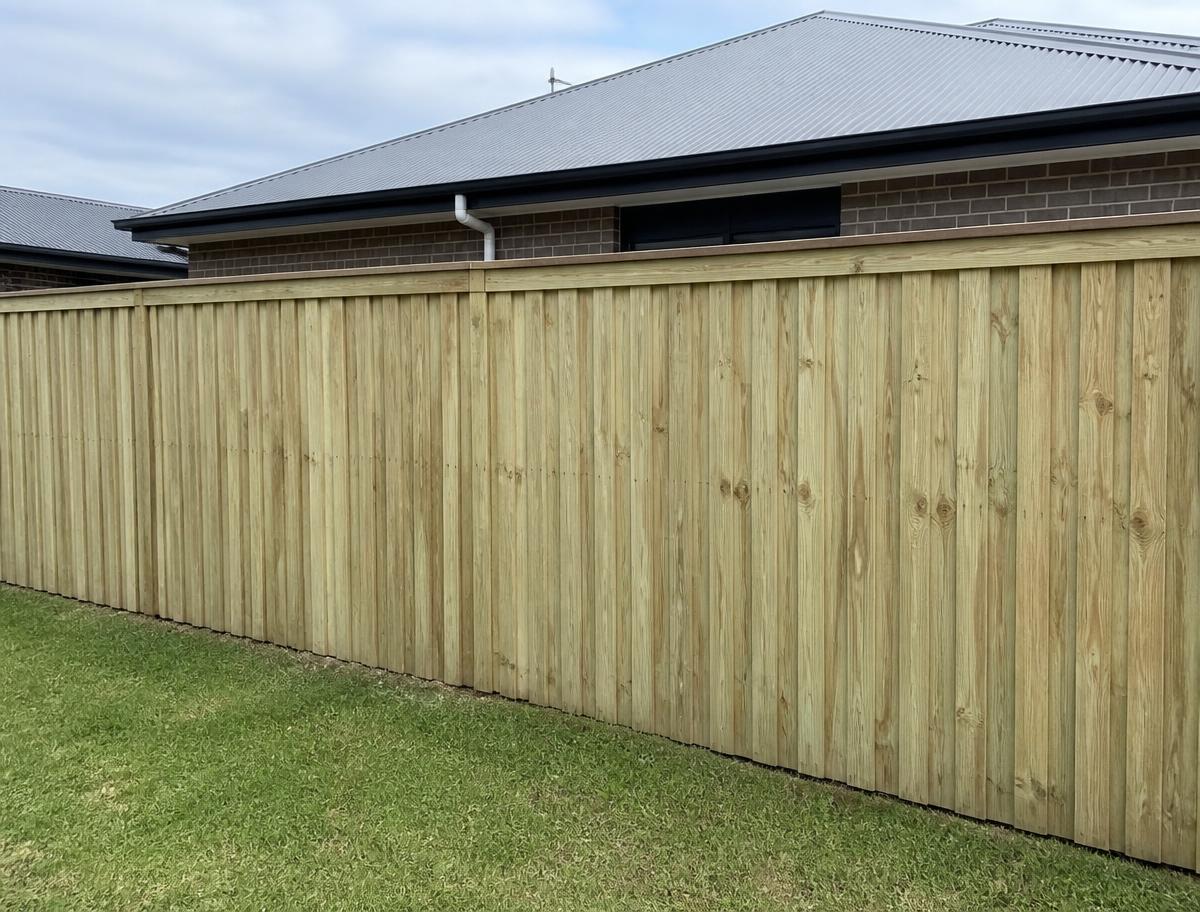 New hardwood timber paling fence in a Queensland backyard